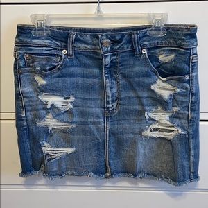 NWOT American Eagle Distressed Denim Mini Skirt-12
